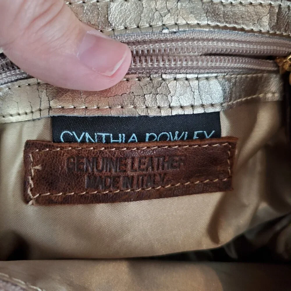 Tan Leather and Snakeskin Embossed Hobo Bag with Bamboo Toggle and Studs